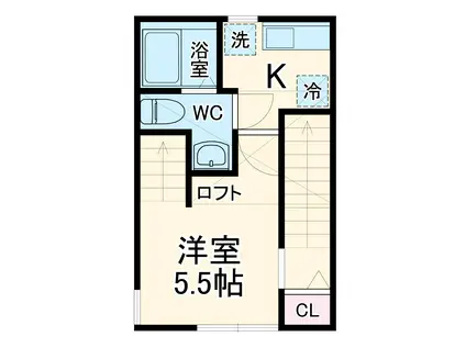 エルフォルク淵野辺(1K/2階)の間取り写真