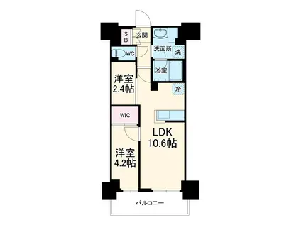 パークアクシス市川(2LDK/5階)の間取り写真