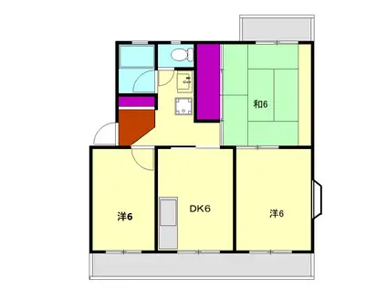マンションひまわり(3DK/2階)の間取り写真