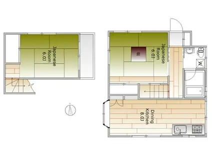 中央本線 高円寺駅 徒歩6分 2階建 築30年(2DK)の間取り写真