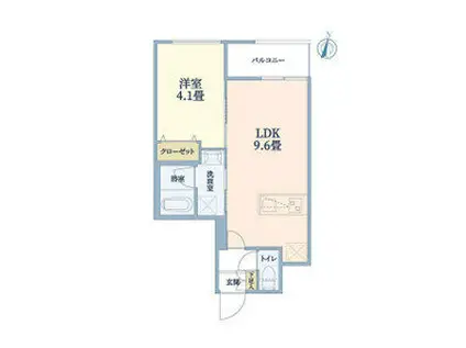 ウェルスクエア豊中本町(1LDK/1階)の間取り写真