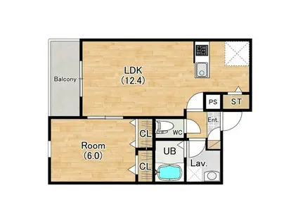 ジーメゾン西枇杷島プレフィエ(1LDK/3階)の間取り写真