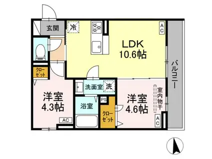 セレスティア新小岩(2LDK/2階)の間取り写真