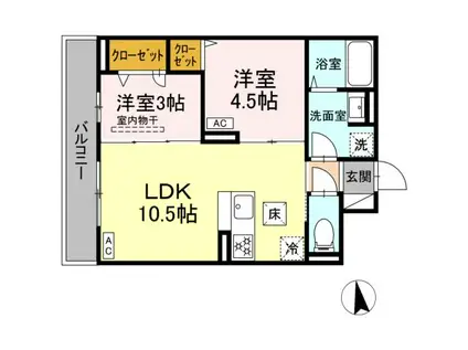 セレスティア新小岩(2LDK/3階)の間取り写真