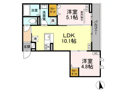 セレスティア新小岩(2LDK/3階)の間取り写真