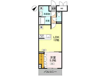 エマリーグレース(1LDK/2階)の間取り写真