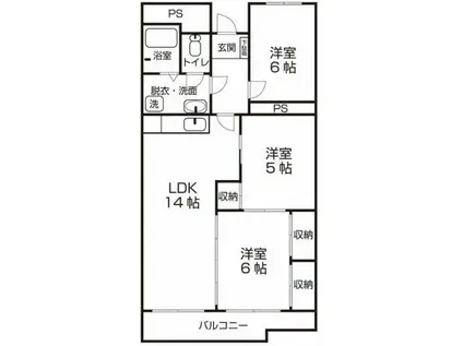 セントラルレジデンス相生苑(3LDK/2階)の間取り写真