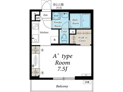 リブリ・パークサイド(1K/3階)の間取り写真