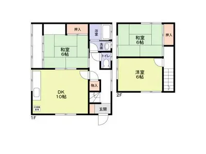 常磐線 荒川沖駅 徒歩18分 2階建 築52年(3LDK)の間取り写真