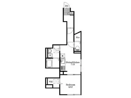 ウィステリアアイ(1DK/1階)の間取り写真