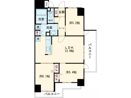 クロスレジデンス東十条(3LDK/2階)の間取り写真