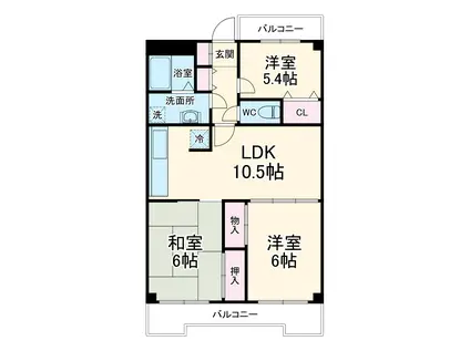 鷺沼アビテー(3LDK/4階)の間取り写真