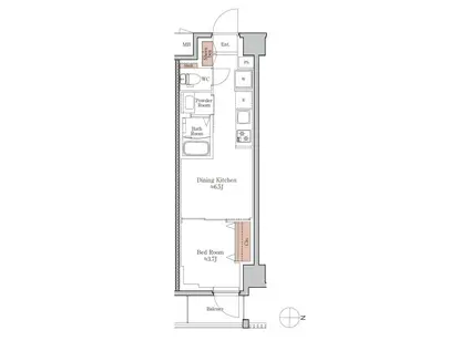 ジオエント四条大宮(1DK/3階)の間取り写真
