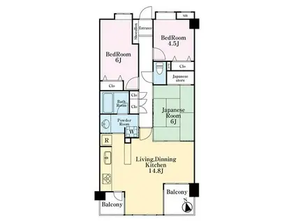 ダイアパレス北浦和Ⅱ(3LDK/5階)の間取り写真