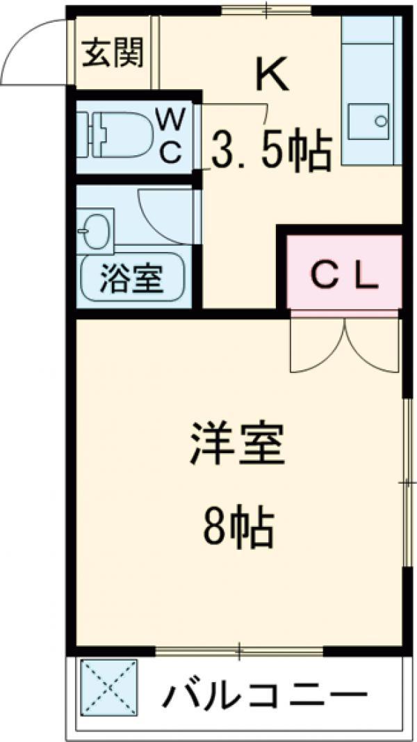 ハイツ華山(1K/2階)の間取り写真