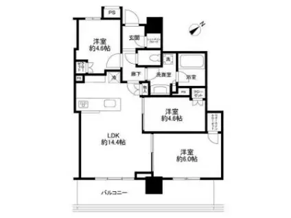 グレーシアタワーズ海老名ウエスト(3LDK/9階)の間取り写真