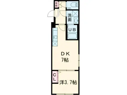 ウェルスクエアイズム武蔵小山Ⅱ(1DK/2階)の間取り写真