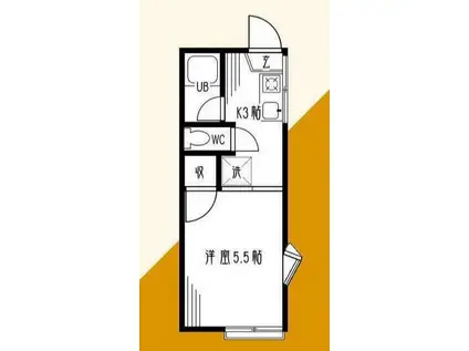 喜久川ハイツ(1K/2階)の間取り写真