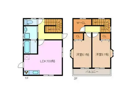 近鉄名古屋線 霞ケ浦駅 徒歩14分 2階建 築18年(2LDK)の間取り写真