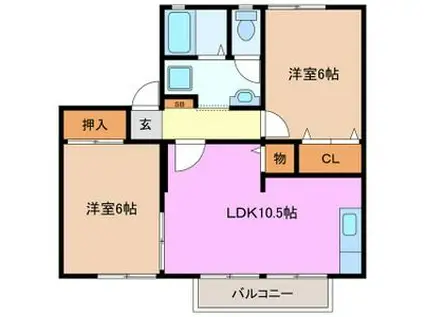 GLAY(2LDK/2階)の間取り写真