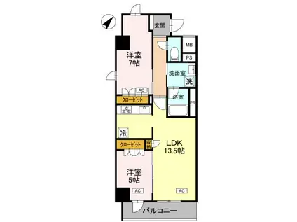 エマリーグレース(2LDK/2階)の間取り写真