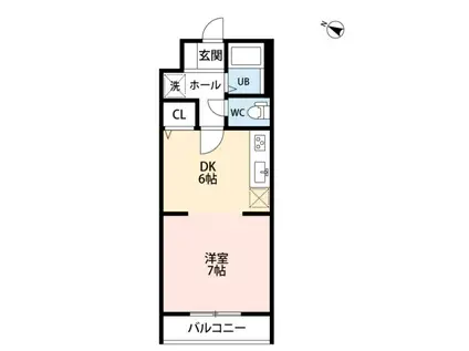 ヴィラ川崎(1DK/2階)の間取り写真