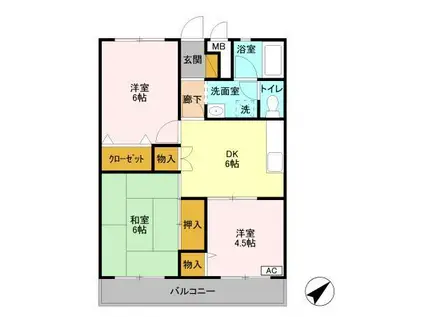 松丸第二コーポラス(3DK/1階)の間取り写真