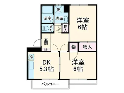 コーポラスアメニティ1(2K/1階)の間取り写真