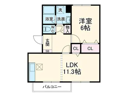 コーポラスアメニティ1(1LDK/2階)の間取り写真