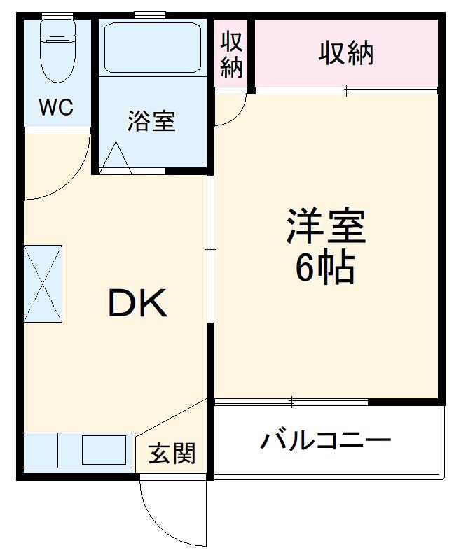 長谷川ハイツ(1DK/2階)の間取り写真