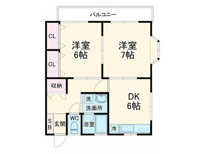 レオメリーハイツ(2DK/1階)の間取り写真