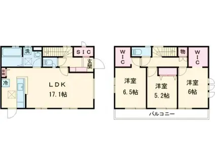 中央本線 国分寺駅 徒歩15分 2階建 築7年(3LDK)の間取り写真