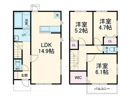 東武伊勢崎・大師線 谷塚駅 徒歩11分 2階建 新築(3LDK)の間取り写真