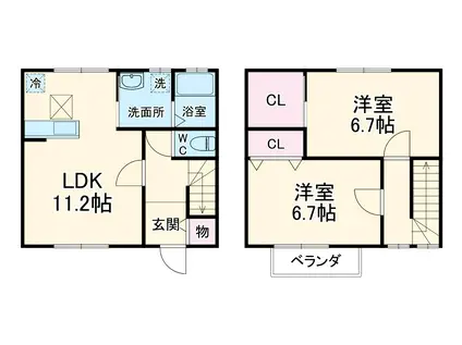 フェリース(2LDK/1階)の間取り写真