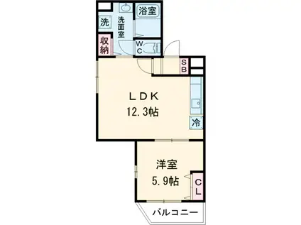 プラティーヌ碑文谷(1LDK/2階)の間取り写真