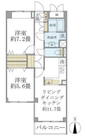 KDXレジデンス杉並方南町(2LDK/1階)の間取り写真