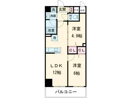 DAIWA GRACE MAISON 亀有(2LDK/3階)の間取り写真