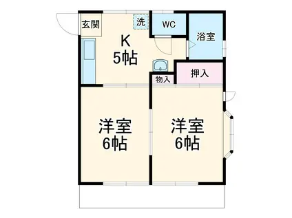 コーポラスハヤシ(2DK/1階)の間取り写真