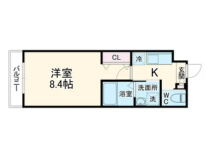 GRANGE京都円町(1K/2階)の間取り写真