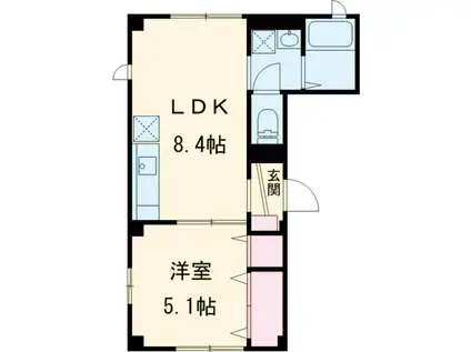 ハイツ鄕沢(1DK/2階)の間取り写真