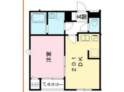 ヒルトップYKC(1DK/2階)の間取り写真