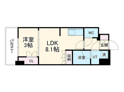 ウェリスアーバン守口(1LDK/2階)の間取り写真