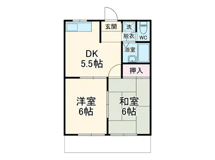 クレセント東栄Ⅱ(2DK/2階)の間取り写真