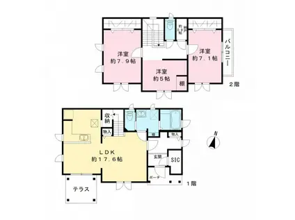 千葉都市モノレール 千城台駅 徒歩14分 2階建 築12年(3LDK)の間取り写真