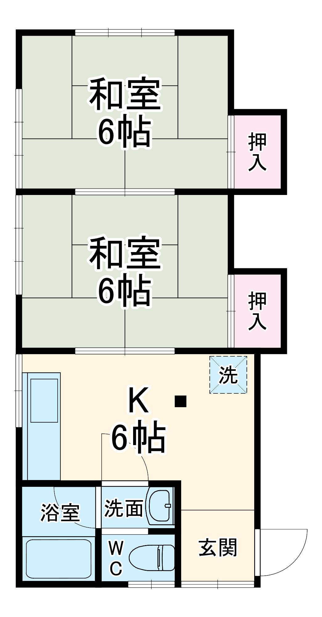 相馬アパート(2K/2階)の間取り写真