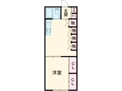 フローラ(1DK/1階)の間取り写真