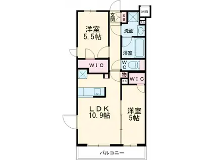 LUMINOUSつつじヶ丘(2LDK/2階)の間取り写真