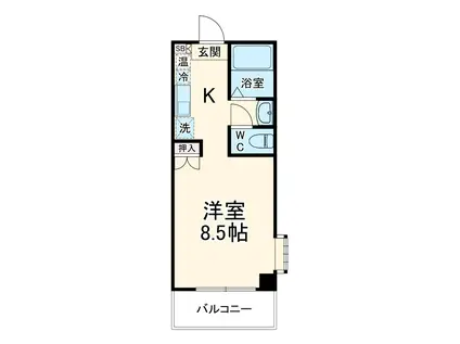 クリエイトダイアナⅠ(1K/4階)の間取り写真