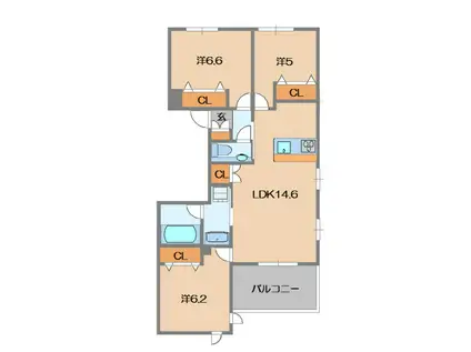 ヴィラ ルミエール2(3LDK/2階)の間取り写真