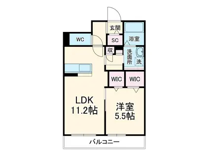 ラトゥール南橋本(1LDK/1階)の間取り写真